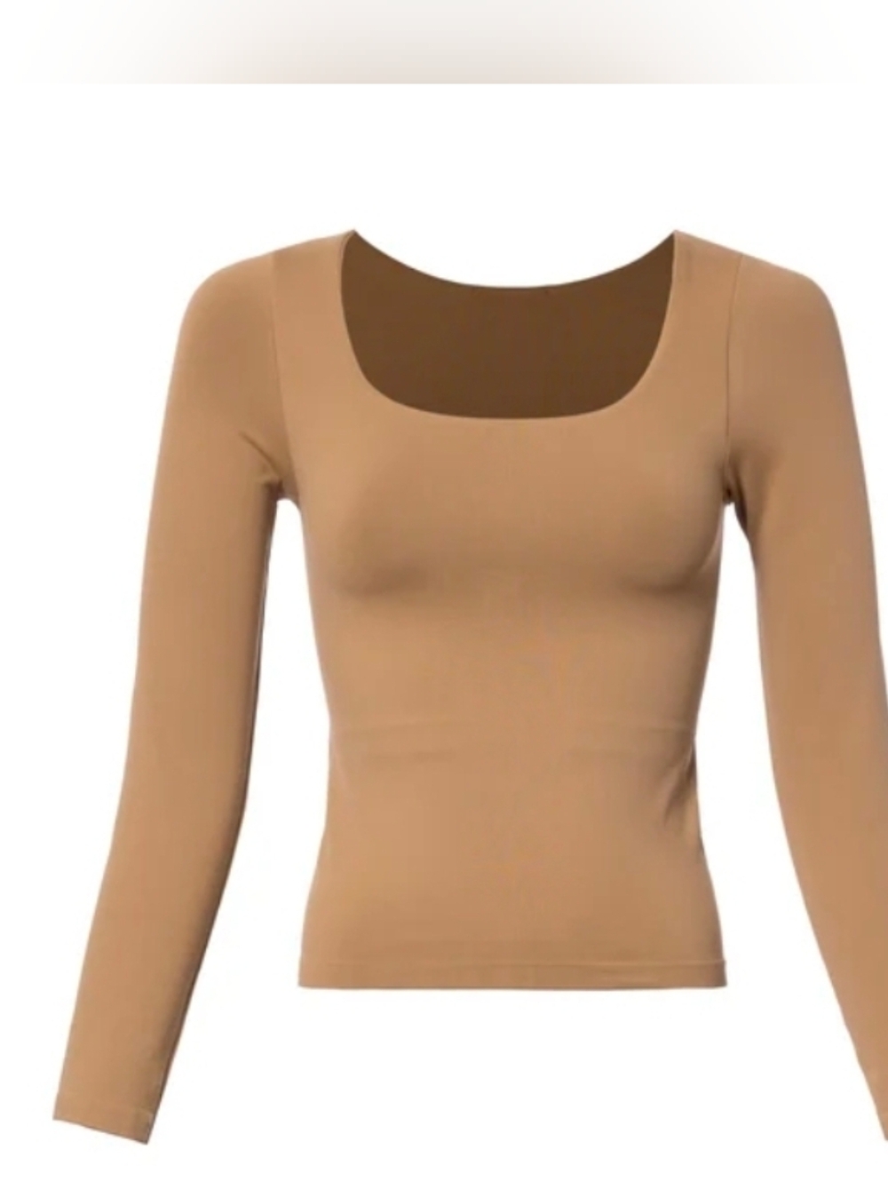Boutique Dyamic Women's Square Neck Long Sleeve Top - Camel OS Miami O'clock